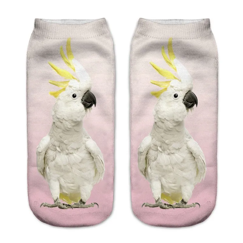 

Wholesale White Parrot Animal Character 3D Print Polyester Spring /Autumn Unisex Ankle Socks New Arrivals Fashion Socks