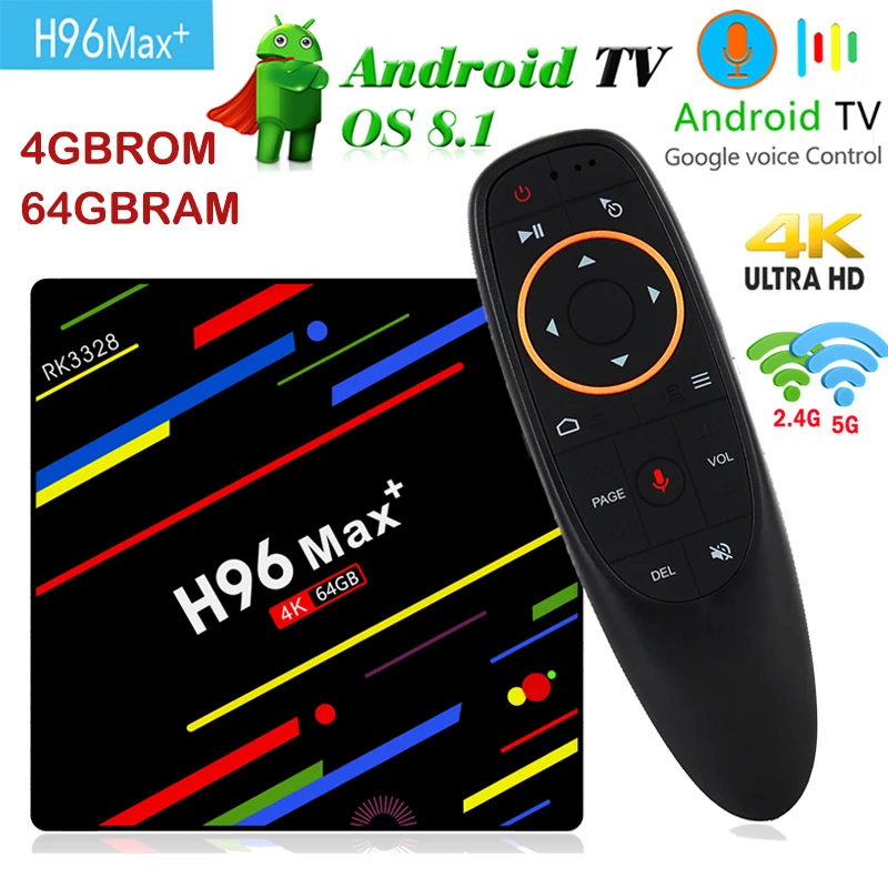 

Android 8.1 tv box H96MAX+ 4GB 64GB RK3328 Quad Core 2.4G/5G WiFi HDMI 4K H.265 USB 3.0 Iptv youtube Smart Media Player Set-Top