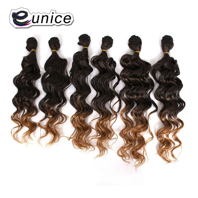Ombre Jerry Curly Synthetic Hair Weave Bundles Colored Sew in hair Extensions  (5)