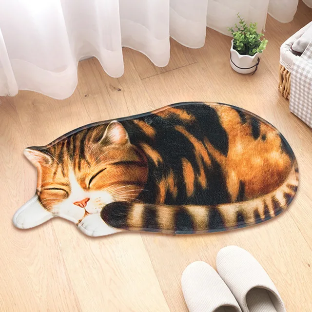 US $7.07 Big 3D Printed Sleeping Cat Doormats Hallway Doorway Carpet Living Bedroom Antislip Floor Mats Kit