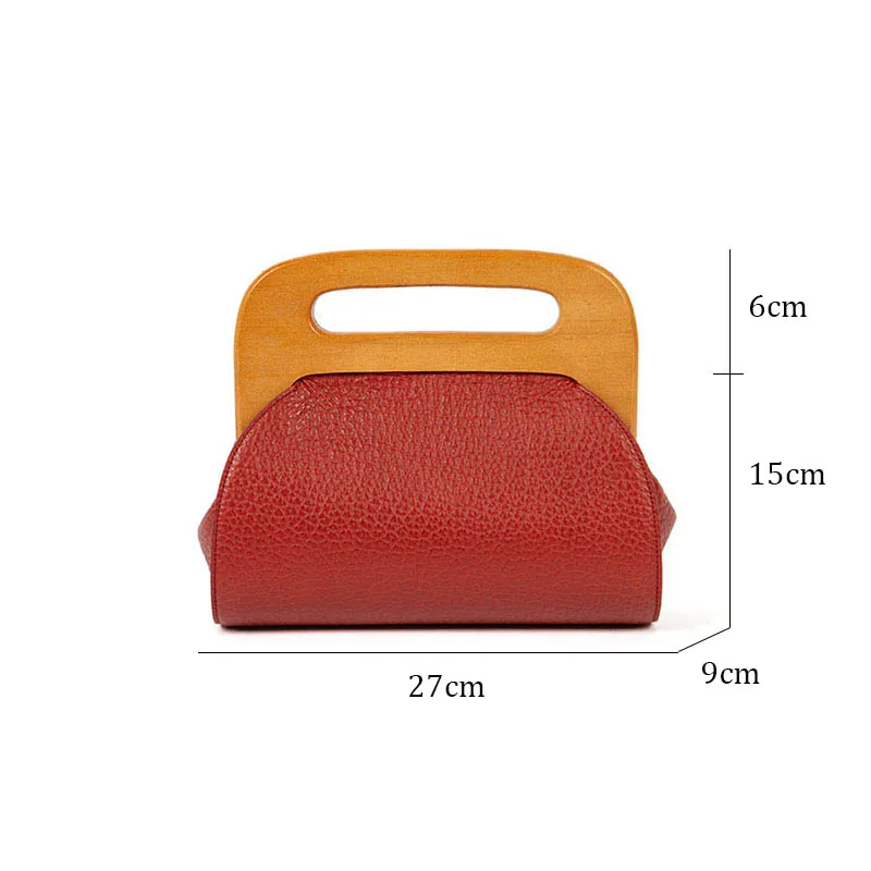 vintage wooden clip shell women handbags designer crossbody shoulder bags luxury pu leather female clutch bag small purses lady