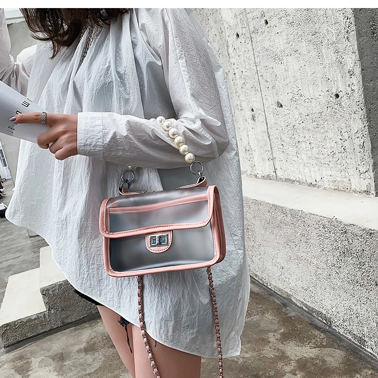 Милая девочка, прозрачный желе мешок Мода новое качество из искусственной кожи Для женщин дизайнерские сумки цепочка плеча сумки