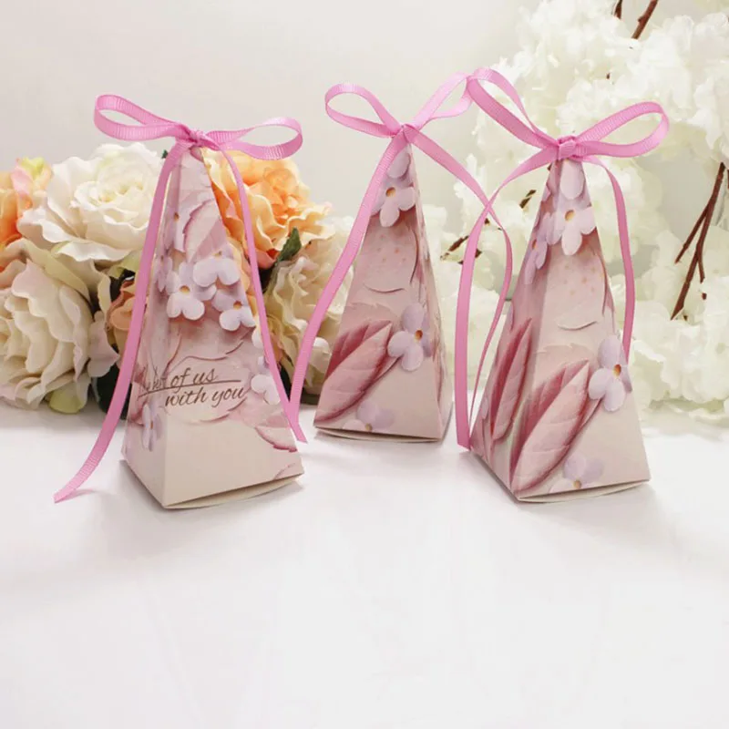 Треугольная пирамида форма бумажные коробки для упаковки Baby Shower Candy коробка со свадебными сувенирами и подарочные коробки день рождения