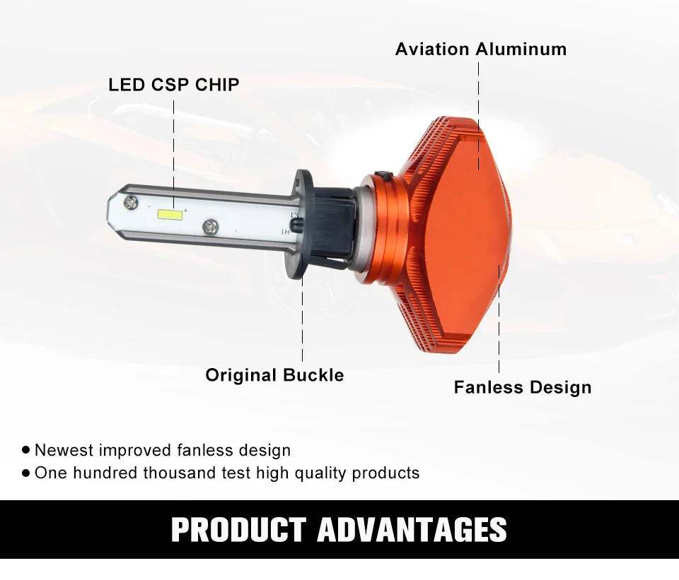 Aceersun 80W 12000lm H1 LED Car Headlight Bulb Auto Headlamp Fanless Fog Lamp 12V 24V 6500K for Lexus Nissan Toyota Chevrolet (2)