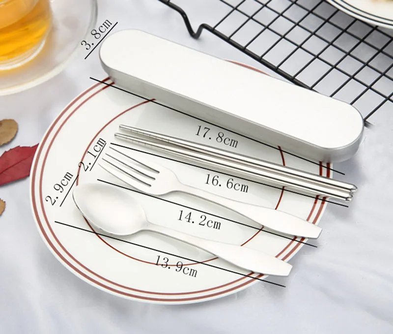 Роскошные Кухня инструмент набор посуды, 1 пара палочки для еды, 1 шт. вилка, 1 шт. ложка, из Нержавеющая сталь с упаковочной коробки