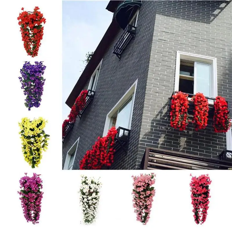 7 Colors Option Silk Artificial Flowers With Leaves Silk Wall Hanging Vines Artificial Violet Flowers For Balcony Decor VWF2078 7 Colors Option Silk Artificial Flowers With Leaves Silk Wall Hanging Vines Artificial Violet Flowers For Balcony Decor VWF2078