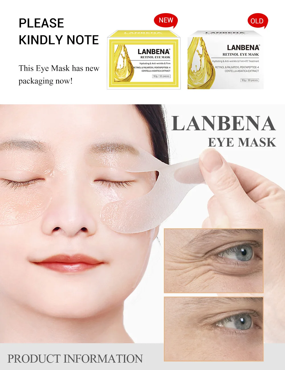 LANBENA маски для век патчи гиалуроновая VC ретинол семена золотого османтуса кислота увлажняющая сыворотка омолаживающий темный круг глаза кожи TSLM1