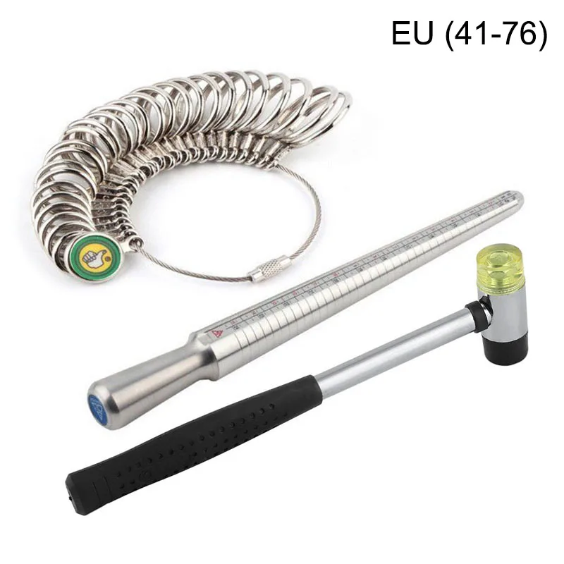 

Ring Sizer Set Mandrel Finger Gauge Stick Measuring Sizes Jewelry DIY Tool Kit US/EU/UK Standard M8694