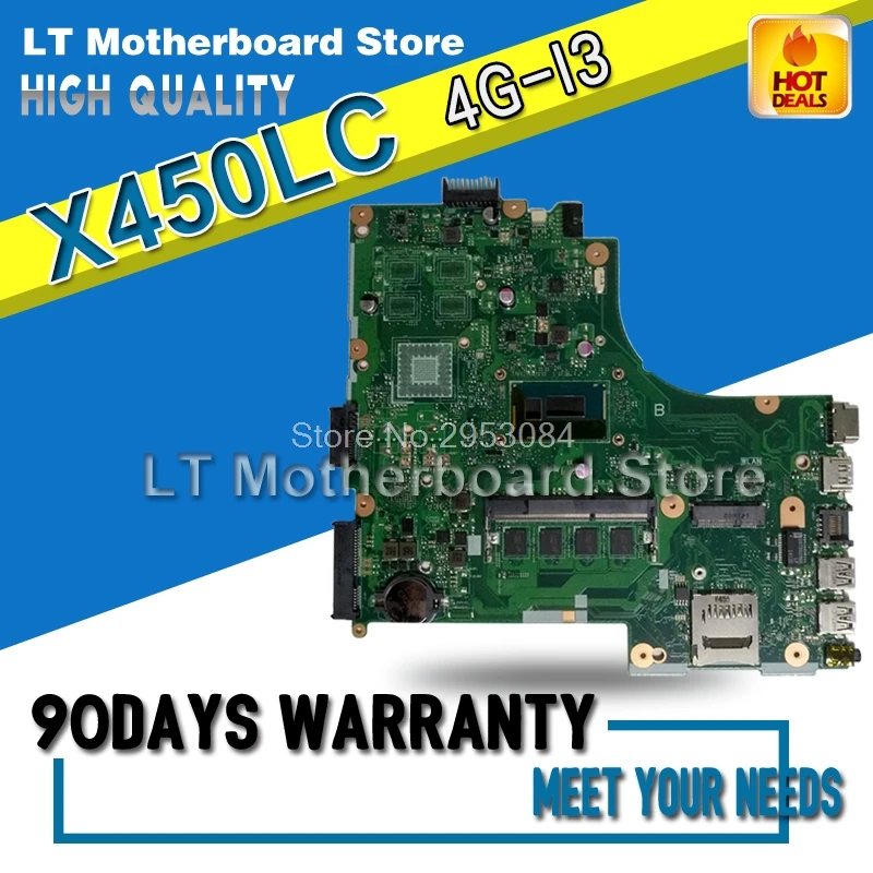 X450LC Laptop Motherboard Original For ASUS X450LC 4G I3 chipless X450L