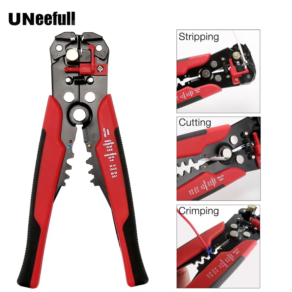 

UNeefull ,3 in 1 Multi-functional Crimping Wire Stripper, 8-Inch Wire Stripping Tool Automatic Cable Stripper Cutter Crimper