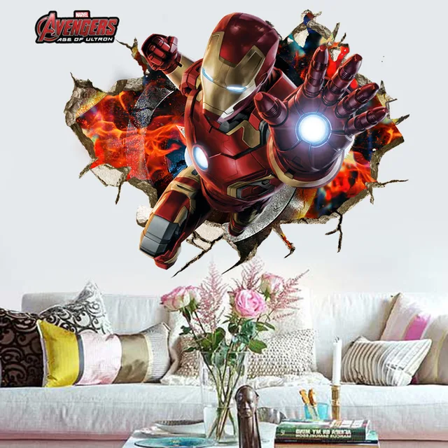 Avenger Union Wall Stickers Iron Man Children S Room Background Avenger Union Wall Stickers Iron Man Children S Room Background Sticker Retro Superhero