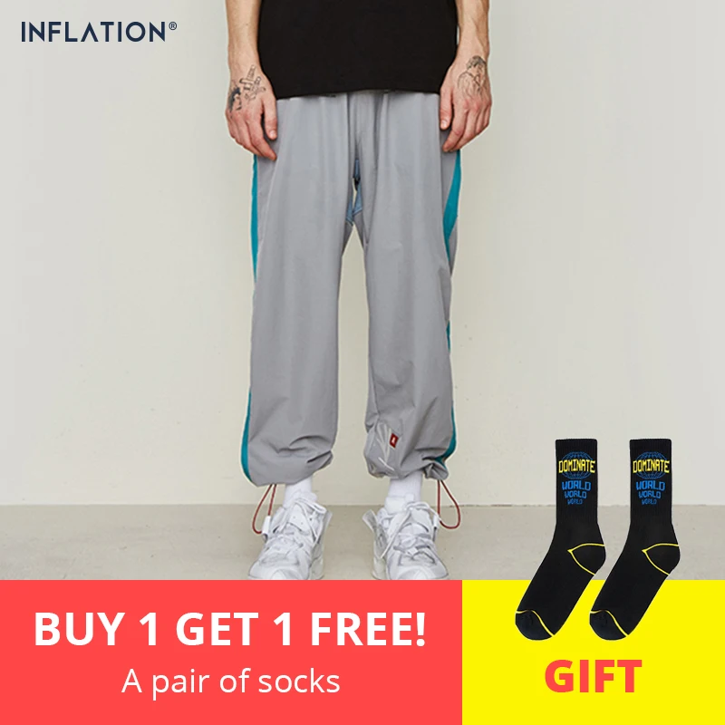 

INFLATION Patchwork Sweatpants Ankle Drawstring Casual Track Pants Streetwear Hip hop Loose Fit Elastic Waist Trousers 81161W
