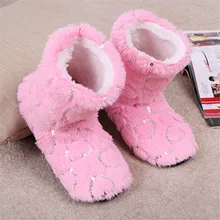 Livraison Gratuite bonbons Paillettes Amour Corail velours Plancher Intérieur Pantoufles Femmes Maison Chaussures Sequin Coeur La Maison Doux Semelle Maison Pantoufles