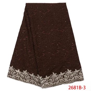 

Latest African Laces 2019 Swiss Voile Lace in Switzerland High Quality Dry Cotton Voile lace fabric With Stones Lace GD2681B-1