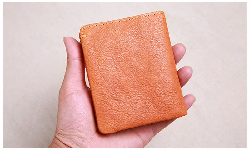 AETOO Wallet men's short leather super thin youth first layer cowhide handmade simple soft leather wallet vertical mini wallet