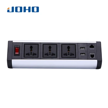 

JOHO Desktop Socket 250V 10A/16A 3 Sockets Dual USB Charger With Switch Portable Computers Desktop PC Data Cable Universal