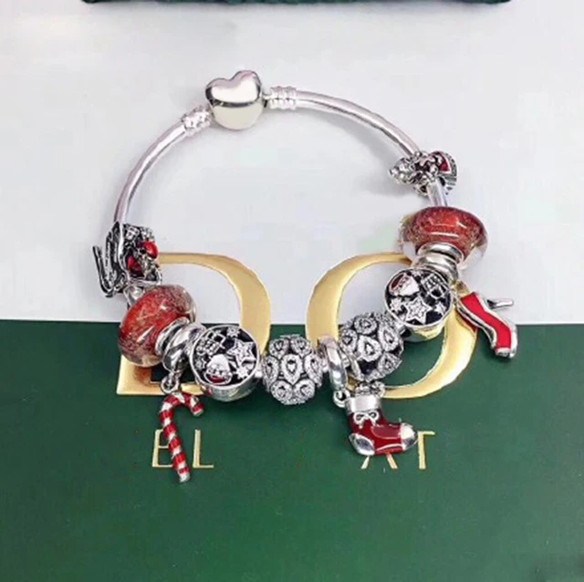

Kristie 100% 925 Sterling Silver NEW Christmas Bracelet Set Santa Socks Sleigh Charm Original Jewelry