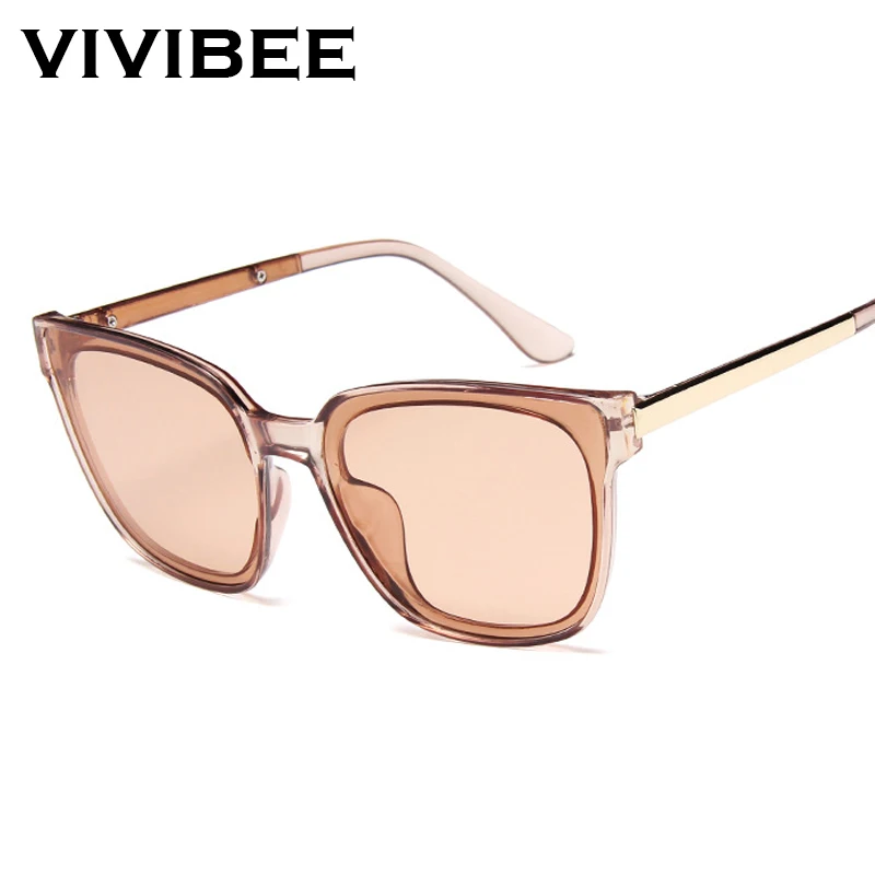 VIVIBEE с большой оправой Для женщин прямоугольные солнцезащитные очки прозрачные