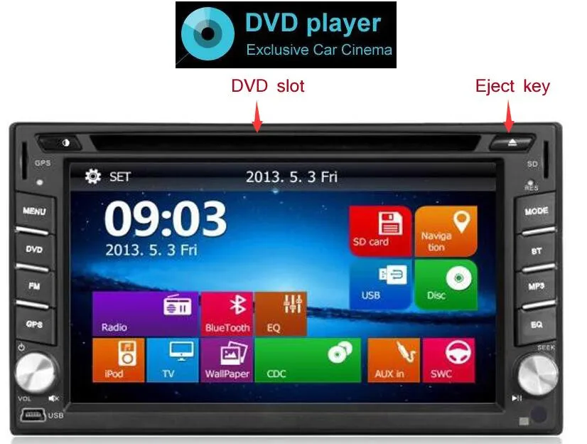 Clearance 2 Din Universal 6.2" Touch Screen Car Stereo Radio With CD MP4 MP3 Video Player DVD GPS Navigation Bluetooth Free Map Free Card 7