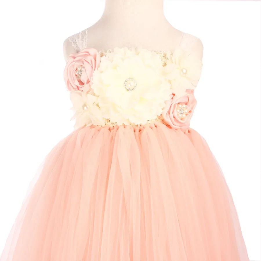 Flower Girls Wedding Tutu Dress Kids Lace Tulle Dress Birthday Party Pageants Photo Costume Handmade Dress (23)