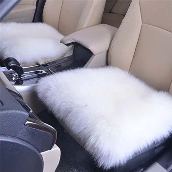

45*45 Car Seat Cover Luxurious Natural Fur Authentic Soft Fluffy Wool Sheepskin for Automobile Interior Accessory Seat Cushion
