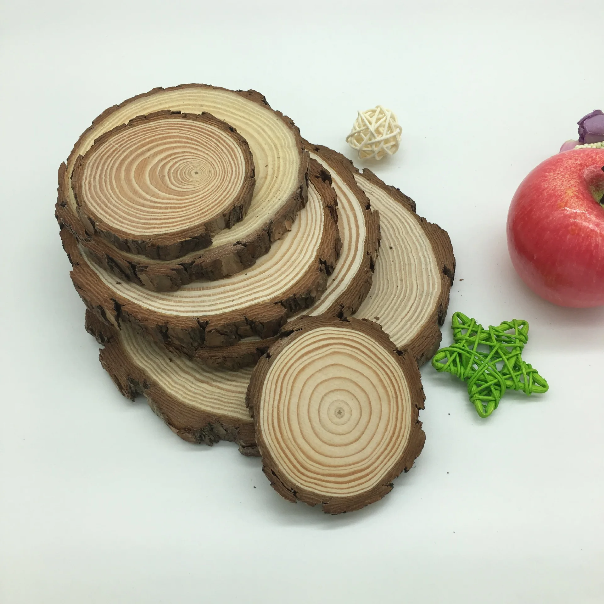 7-11.8inch Unfinished Natural Wood Slices with Tree Bark Round Pine Wood  for Rustic Wedding Centerpiece Disc Coaster Craft Decor - AliExpress