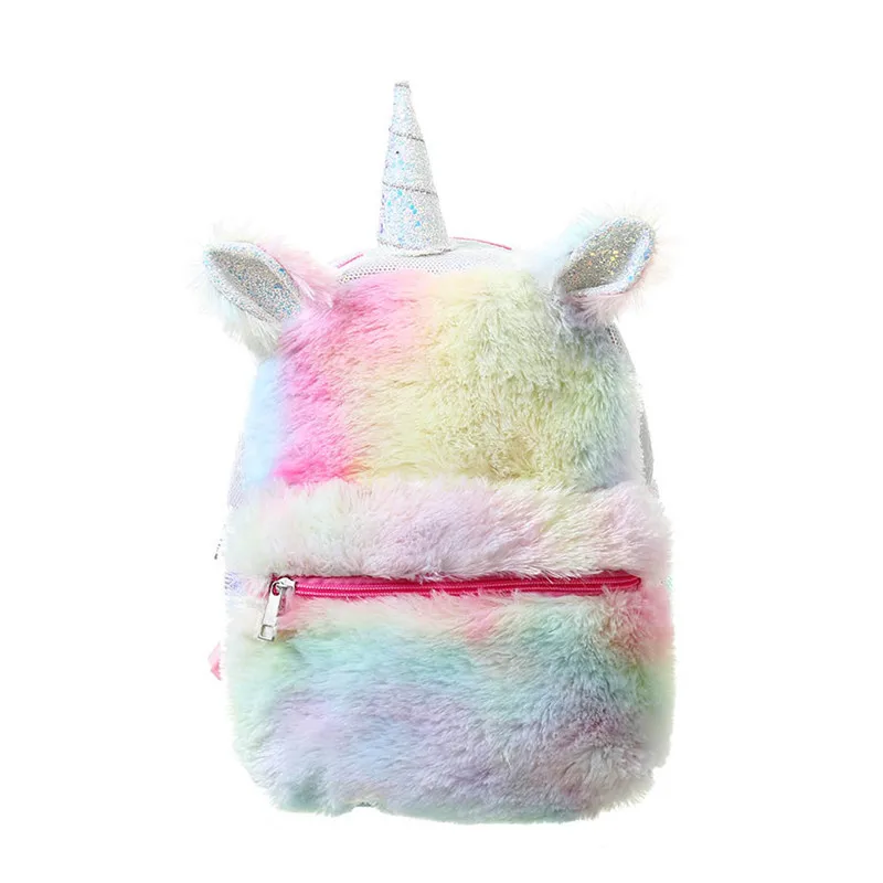

Backpack Student Toddler Sequins Unicorn Bag рюкзак женский Rucksack For Teenager Plush Cartoon Schoolbags Travel B