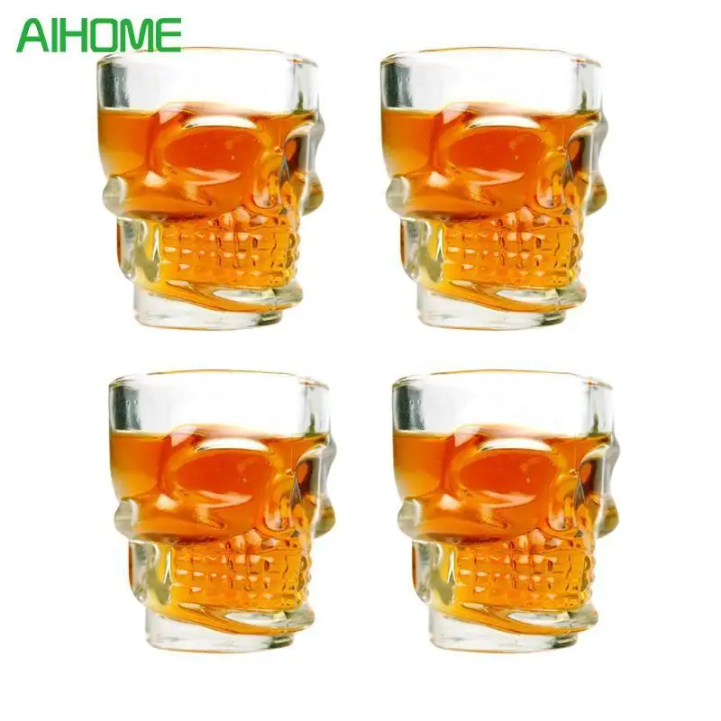 

4 PCS Whiskey Skull Model Vodka Cup Set Crystal Glass Cups Home & Kitchen Party Cup