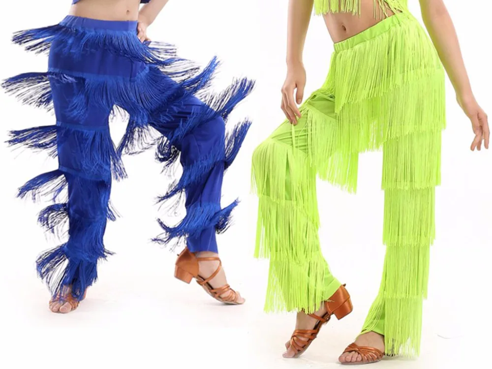 

New Arrival Samba tassel Latin dance costumes Girls Salsa ballroom Fringe dance Pants costume Adult Ballroom dancing dress