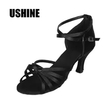 Сатин, с бантом, на высоком каблуке(7 см) ТАНГО, латина Обувь для танцев женщина Zapatos Сальса обувь Zapatos De Baile Latino Mujer 217