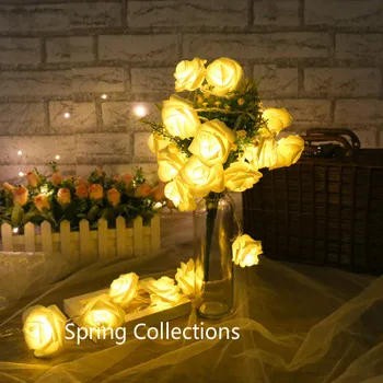 

Lights 3M 20pcs LED White Rose Flower String Lights Lamp for Indoor/Outdoor Decoration Christmas Wedding Supplies