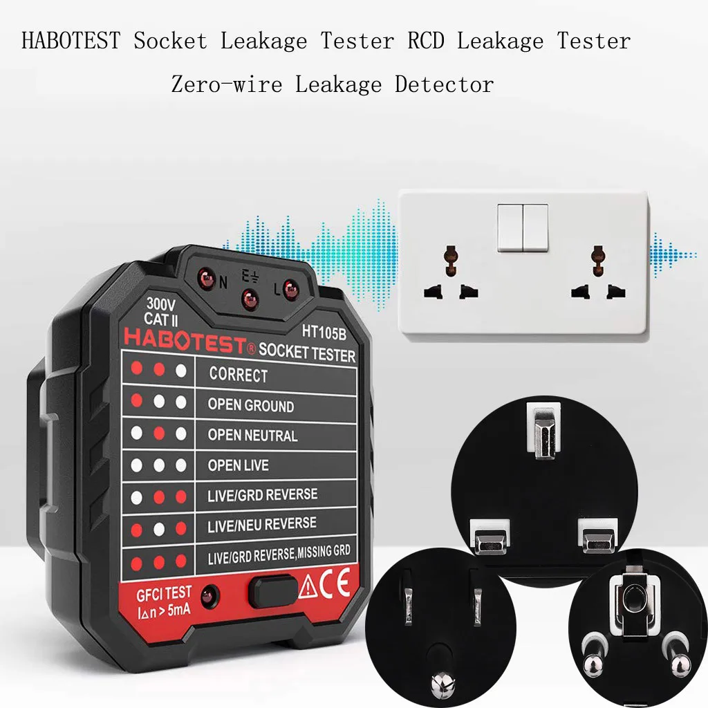 

HABOTEST Socket Leakage Tester RCD Leakage Tester Zero-wire Leakage Detector
