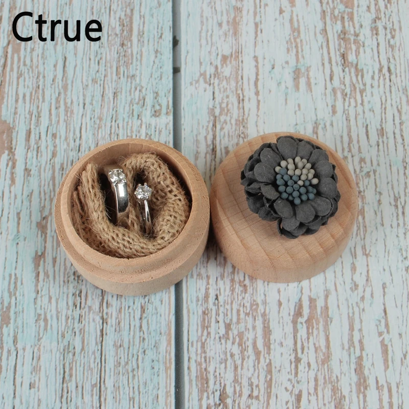 

1pcs Rustic Wedding Ring Box with Artificial Flower wooden Engagement Ring Boxes Gift rustic wedding decoration vintage decor