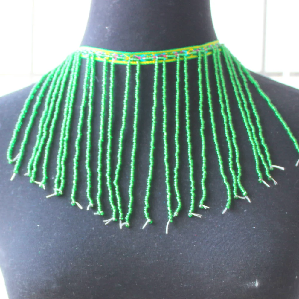 YACKALASI Beaded Fringe Tassel Lace Green Latin Dress Trimming Dance