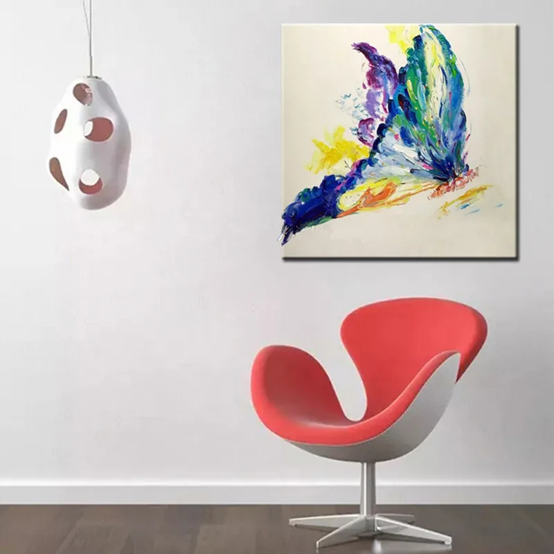 

Hand Painted Abstract Animal Oil Paintings on Canvas Large Knife Colorful Butterfly Painting Modern Home Decor Wall Art Pictures