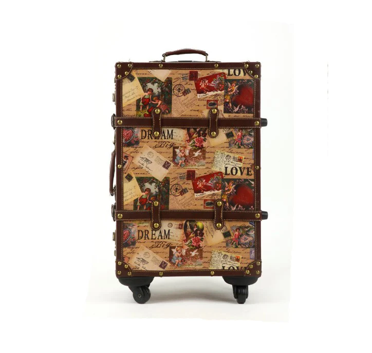 Travel tale 2" 22" 2" 14 дюймов из искусственной кожи в стиле ретро чемодан для багажа набор Дорожная сумка с колесиками на колесах - Цвет: 24 inch