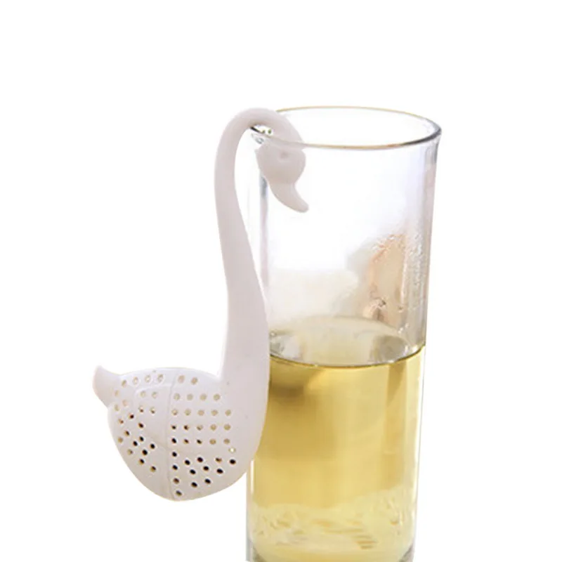 Urijk ситечко для горячего чая из нержавеющей стали, чайник для заварки чая, фильтр для заваривания чая, чайный горшок с поддоном, травяной чай и кофе, фильтр, посуда для напитков - Цвет: white swan