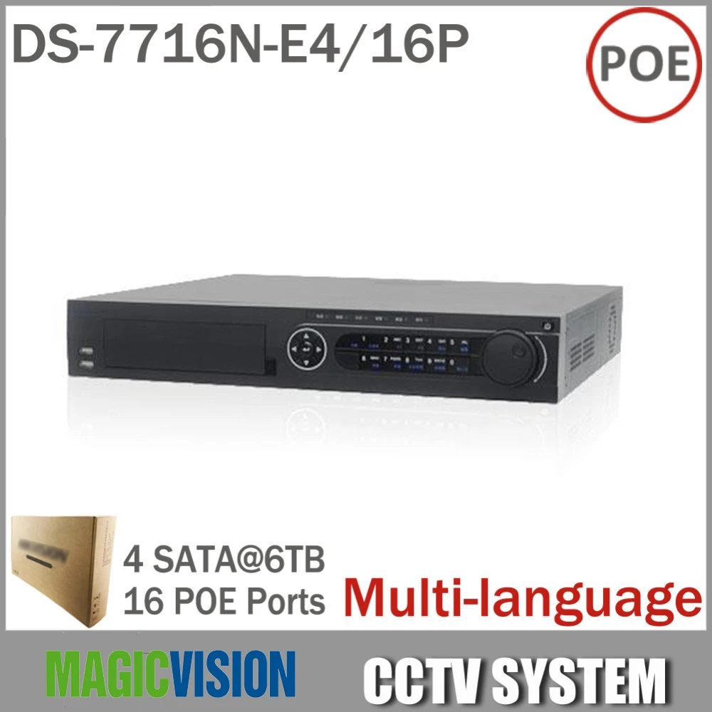 16CH NVR DS 7716N E4 16P with 16 POE Interface For HD IP Camera With 4SATA
