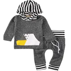 2 шт. для новорожденных одежда для малышей для мальчиков и девочек свитер с капюшоном комплект из топа и штанов Комплект одежды Размеры 0-18 м