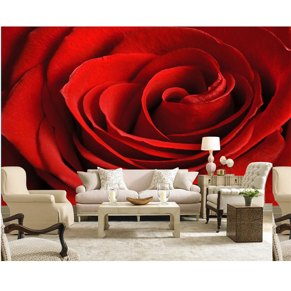 

3D Wallpaper Custom Photo Wallpaper Large Wall Painting Background Wallpaper Red rose TV Background 3D Mural Wallpaper