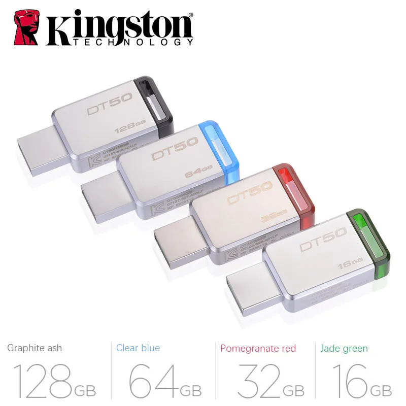 Оригинальные USB флеш-накопители kingston DT50 из нержавеющей стали, USB 3,1, 32 ГБ, 64 ГБ, 128 ГБ, u-диск, USB флеш-накопитель, 16, 32, 64 ГБ, флешки