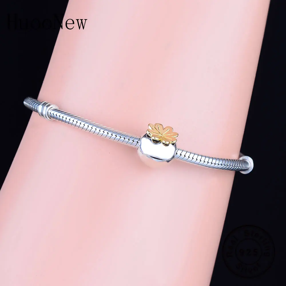 Браслет Pandora Pulseras из стерлингового серебра 925 пробы, европейские четырехлистные бусины с клевером, фиксатор для изготовления берлока
