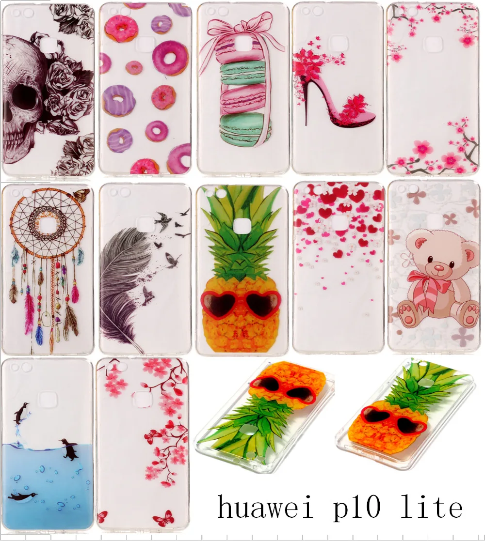 

For Huawei P 10 Lite Case Cartoon Transparent Soft TPU Silicone Back Cover Case for Huawei P10 Lite Mobile Phone Bags