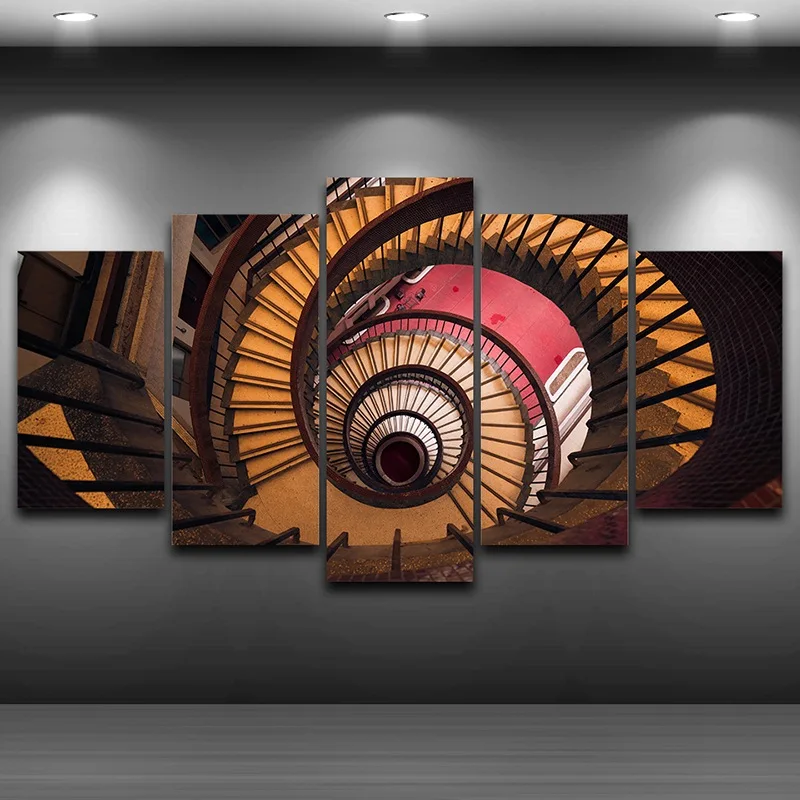 Spiral Stairs Artistic Print Drawing Decor Canvas Spray Oil Painting