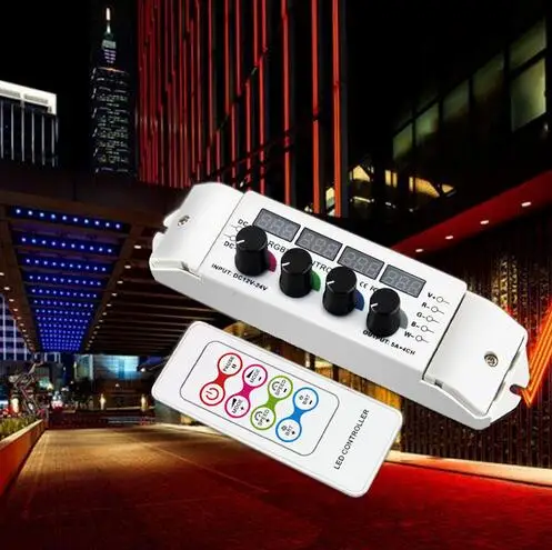 DC12V-24V ручка RGBW контроллер с RF беспроводной удаленный rgb-контроллер Многофункциональный световой дисплей Контроллер 5A/CH* 4 RGBW