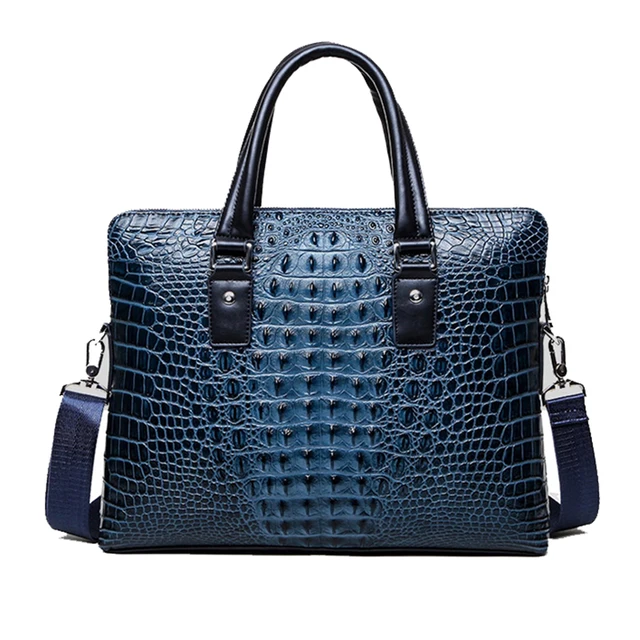 Famous design briefcase Luxury Crocodile pattern cowhide leather Totes handbag briefcase male shoulder bag 2