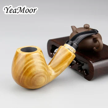 

Classic Green Sandal Wood Pipe 9mm filter Smoke Tobacco Pipe 10 tools free Wooden Pipe Metal Ring Smoking Pipe