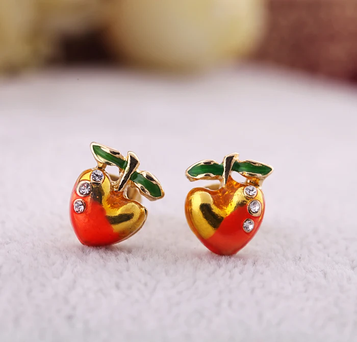 Fruit Design Cute Sweet Cherry Small Stud Earrings Fashion Jewelry