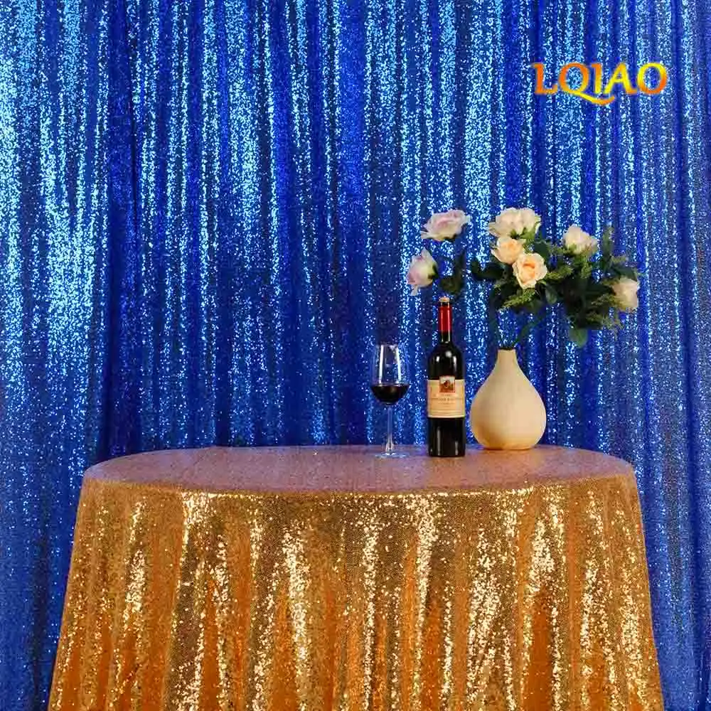 

LQIAO 20ftx10ft Royal Blue Luxury Sequin Drapes Big Size Shimmer Sequin Curtain/Backdrop/Background for Wedding Party Decoration