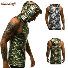 HuLooXuJi мужские жилеты модная камуфляжная куртка без рукавов с капюшоном Повседневный тонкий жилет для фитнеса Размер США: XS-L